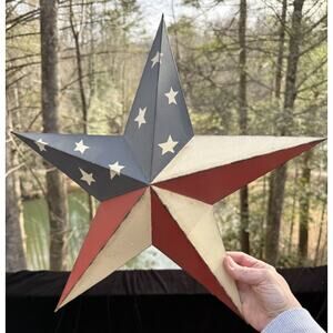 Distressed Rustic Handpainted Barn Star 17” Metal Americana Patriotic 4th OfJuly